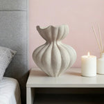 LIVARA Ceramic Vase Ornament Decorative Art Object 24cm Outer Opening Matte Ceramic Handcrafted Stone-Texture Design