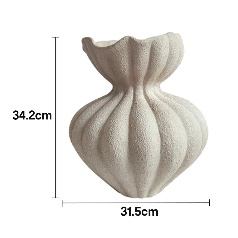 LIVARA Ceramic Vase Ornament Decorative Art Object 24cm Outer Opening Matte Ceramic Handcrafted Stone-Texture Design