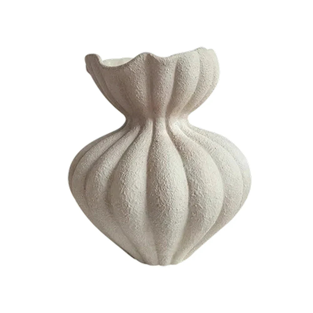 LIVARA Ceramic Vase Ornament Decorative Art Object 24cm Outer Opening Matte Ceramic Handcrafted Stone-Texture Design