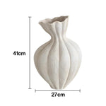 LIVARA Ceramic Vase Ornament Artistic Home Display 15cm Outer Diameter Matte Ceramic Handcrafted Stone-Texture Finish - White