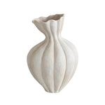LIVARA Ceramic Vase Ornament Artistic Home Display 15cm Outer Diameter Matte Ceramic Handcrafted Stone-Texture Finish - White