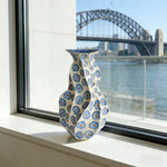 LIVARA Ceramic Vase Ornament Decorative Art Object Layered Qing Shadow Motif Matte Ceramic Handcrafted Textured Finish