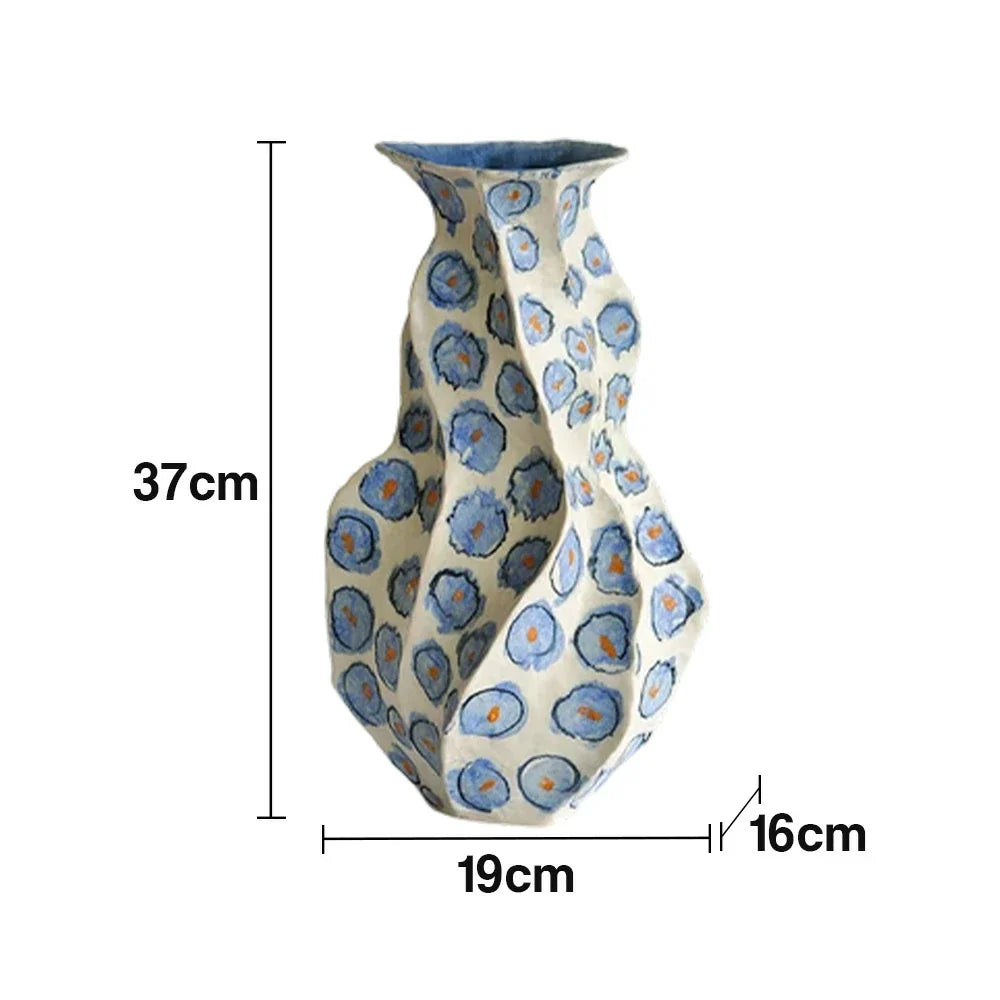LIVARA Ceramic Vase Ornament Decorative Art Object Layered Qing Shadow Motif Matte Ceramic Handcrafted Textured Finish
