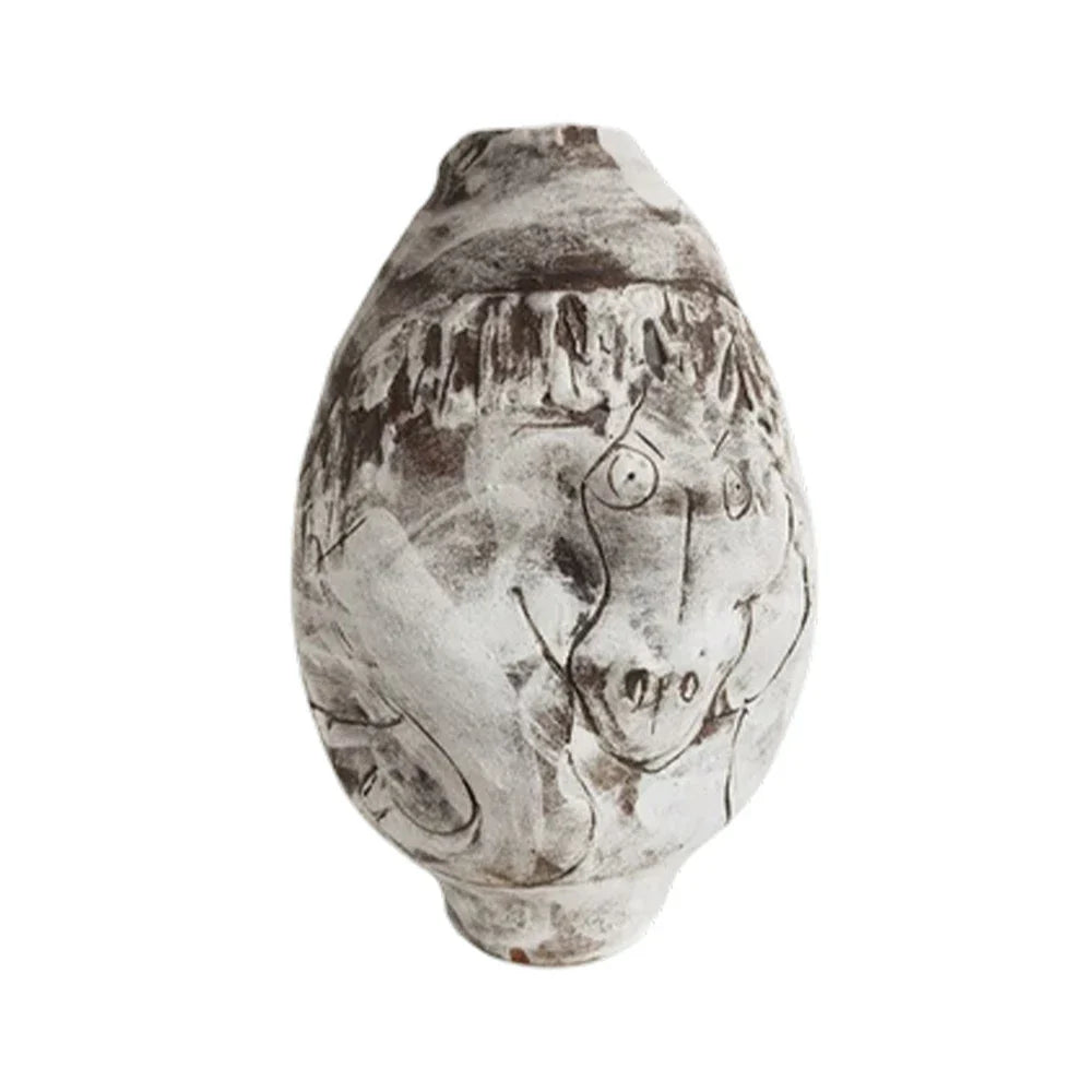 LIVARA Ceramic Vase Ornament Decorative Art Object Painted Horse Motif Matte Ceramic Handcrafted Textured Finish