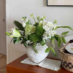 LIVARA Ceramic Vase Ornament Decorative Art Object Oriental Moon-White Motif Matte Ceramic Handcrafted Textured Finish