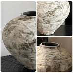 LIVARA Ceramic Vase Ornament Decorative Art Object Oriental Moon-White Motif Matte Ceramic Handcrafted Textured Finish