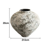 LIVARA Ceramic Vase Ornament Decorative Art Object Oriental Moon-White Motif Matte Ceramic Handcrafted Textured Finish