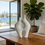 LIVARA Ceramic Vase Ornament Artistic Home Display High-Fired Ceramic Matte Ceramic Handcrafted Stone-Texture Design - White