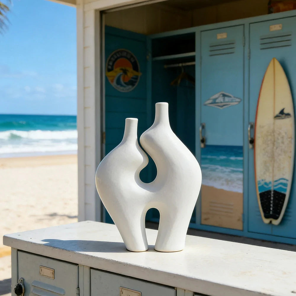 LIVARA Ceramic Vase Ornament Artistic Home Display High-Fired Ceramic Matte Ceramic Handcrafted Stone-Texture Design - White