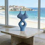 LIVARA Ceramic Vase Ornament Artistic Home Display Multi-Space Styling Matte Ceramic Handcrafted Stone-Texture Design - Blue