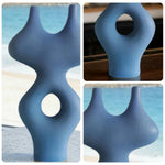 LIVARA Ceramic Vase Ornament Artistic Home Display Multi-Space Styling Matte Ceramic Handcrafted Stone-Texture Design - Blue