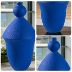 LIVARA Ceramic Vase Ornament Klein Blue Finish Artistic Home Display Multi-Space Styling Matte Ceramic Handcrafted Stone-Texture Design