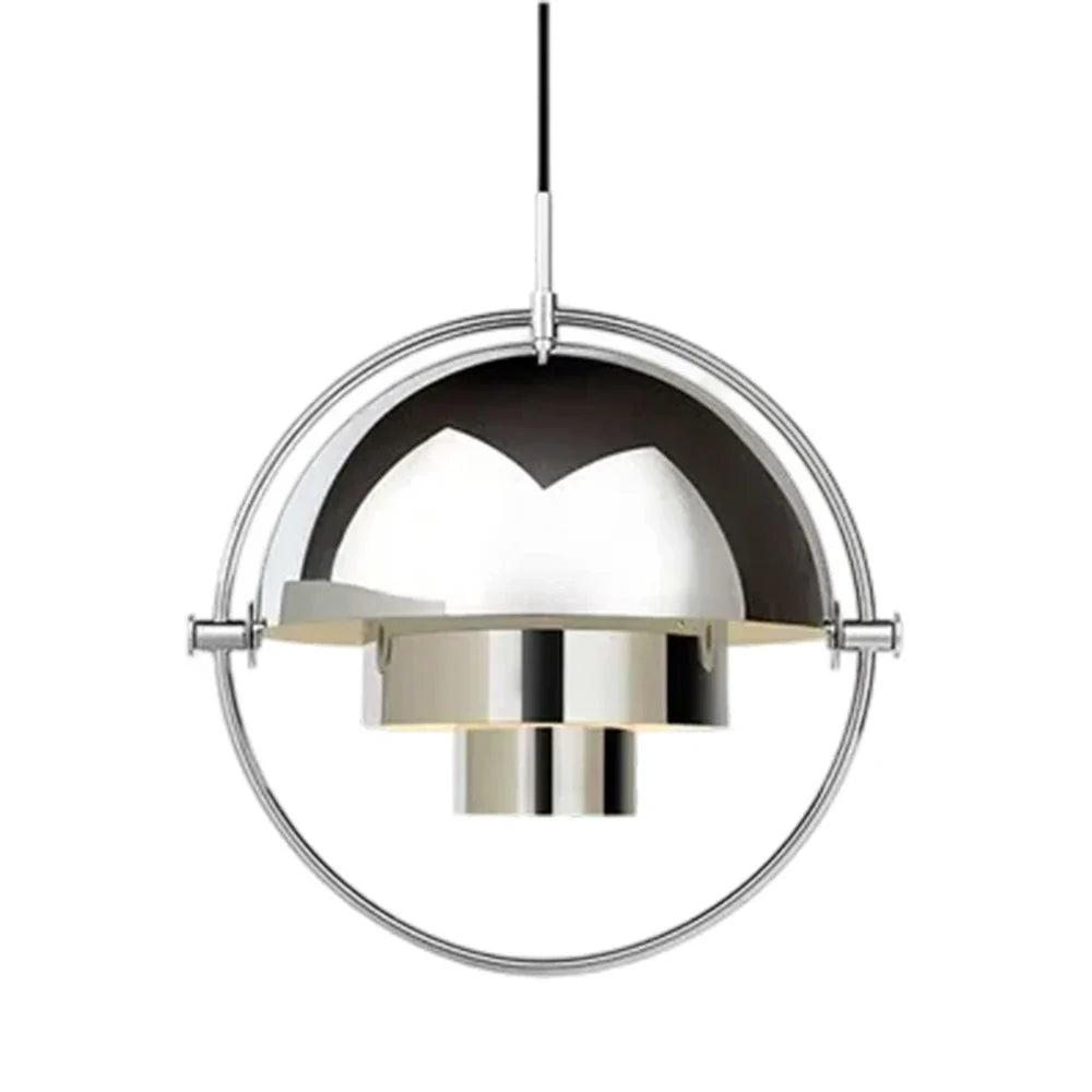 LIVARA 28/32cm Pendant Light - Modern Adjustable Brushed Metal Shade, Multi-Layer Structure, Soft Diffused Light, Refined Craftsmanship - Silver