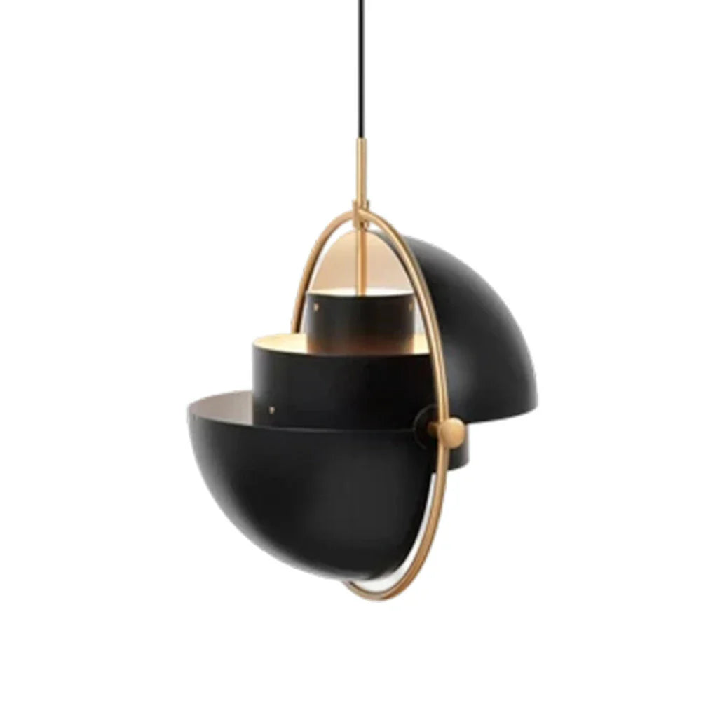 LIVARA 32/38cm Pendant Light - Modern Adjustable Brushed Metal Shade, Multi-Layer Structure, Soft Diffused Light, Refined Craftsmanship - Black