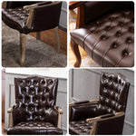 LIVARA Deep Coffee Vintage Accent Armchair Sofa Leather Backrest Wood Room Single PU Frame Solid Dark Elegant Living Tufted Upholstery Chair Retro Coffee