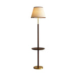 LIVARA Floor Lamp Three-Mode Lighting - Beech Wood Tabletop, Handwoven Fabric Shade, Tip-Resistant Base