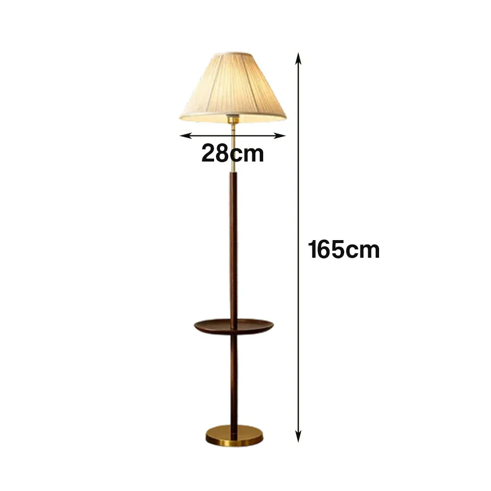 LIVARA Floor Lamp with Three Lighting Modes - Beech Wood Top, Handwoven Fabric Shade, Stable Design