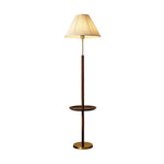 LIVARA Floor Lamp with Three Lighting Modes - Beech Wood Top, Handwoven Fabric Shade, Stable Design