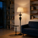 LIVARA Floor Lamp - Soft Ambient Light, Beech Wood Top, Handwoven Fabric Shade, Modern Home Style