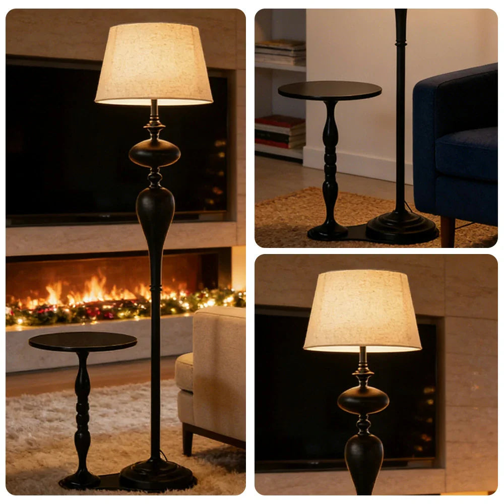 LIVARA Floor Lamp - Soft Ambient Light, Beech Wood Top, Handwoven Fabric Shade, Modern Home Style
