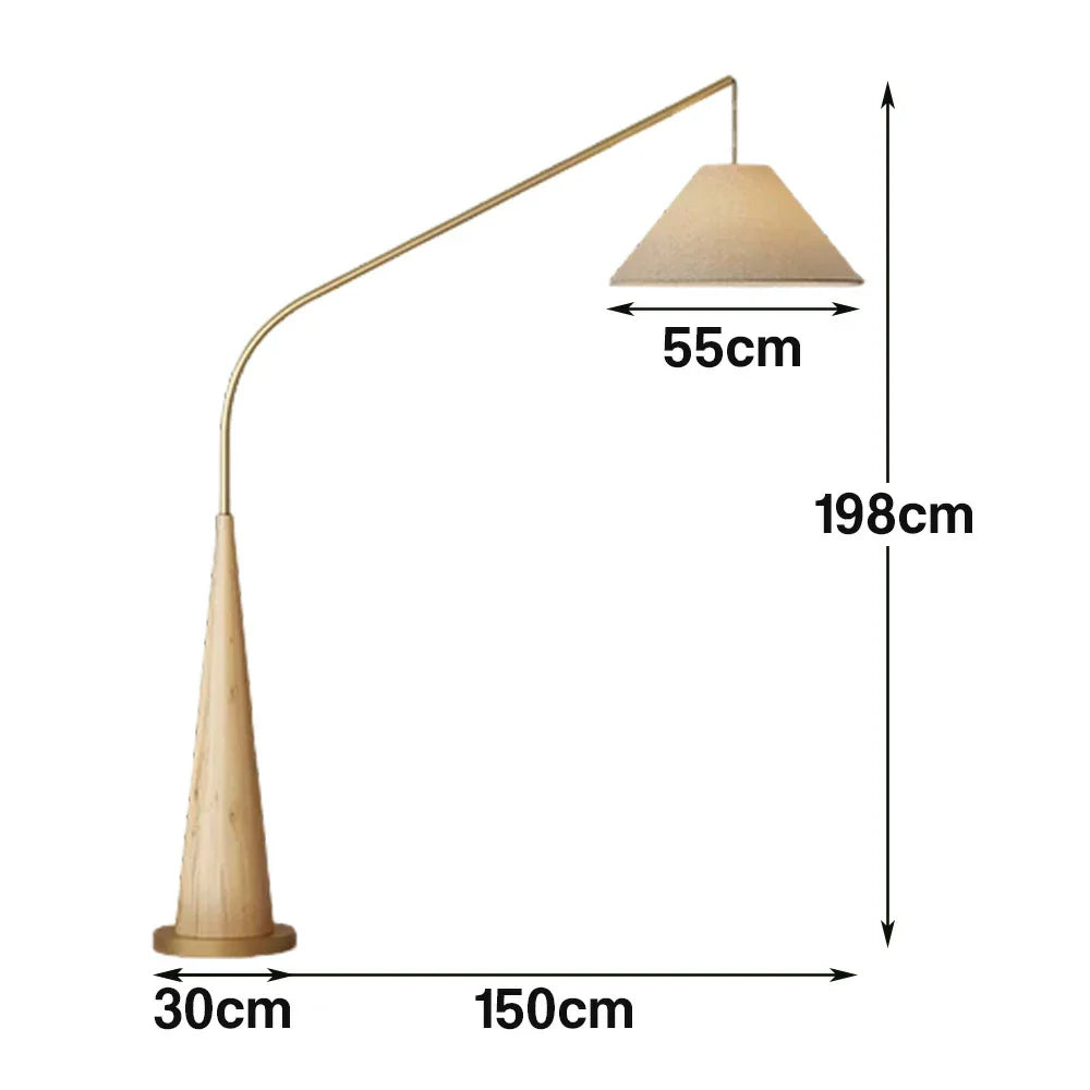LIVARA Floor Lamp - Soft Eye-Care Lighting, Linen Fabric Shade, Flicker-Free Iron Frame - Wood