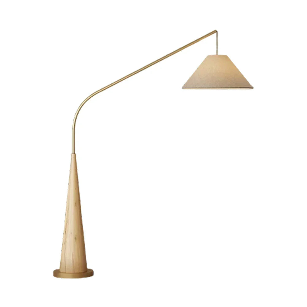 LIVARA Floor Lamp - Soft Eye-Care Lighting, Linen Fabric Shade, Flicker-Free Iron Frame - Wood