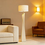 LIVARA Modern Floor Lamp - Soft Ambient Light, Elegant Style, Cylindrical Linen Shade with Resin Frame - White