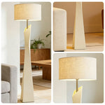 LIVARA Modern Floor Lamp - Soft Ambient Light, Elegant Style, Cylindrical Linen Shade with Resin Frame - White