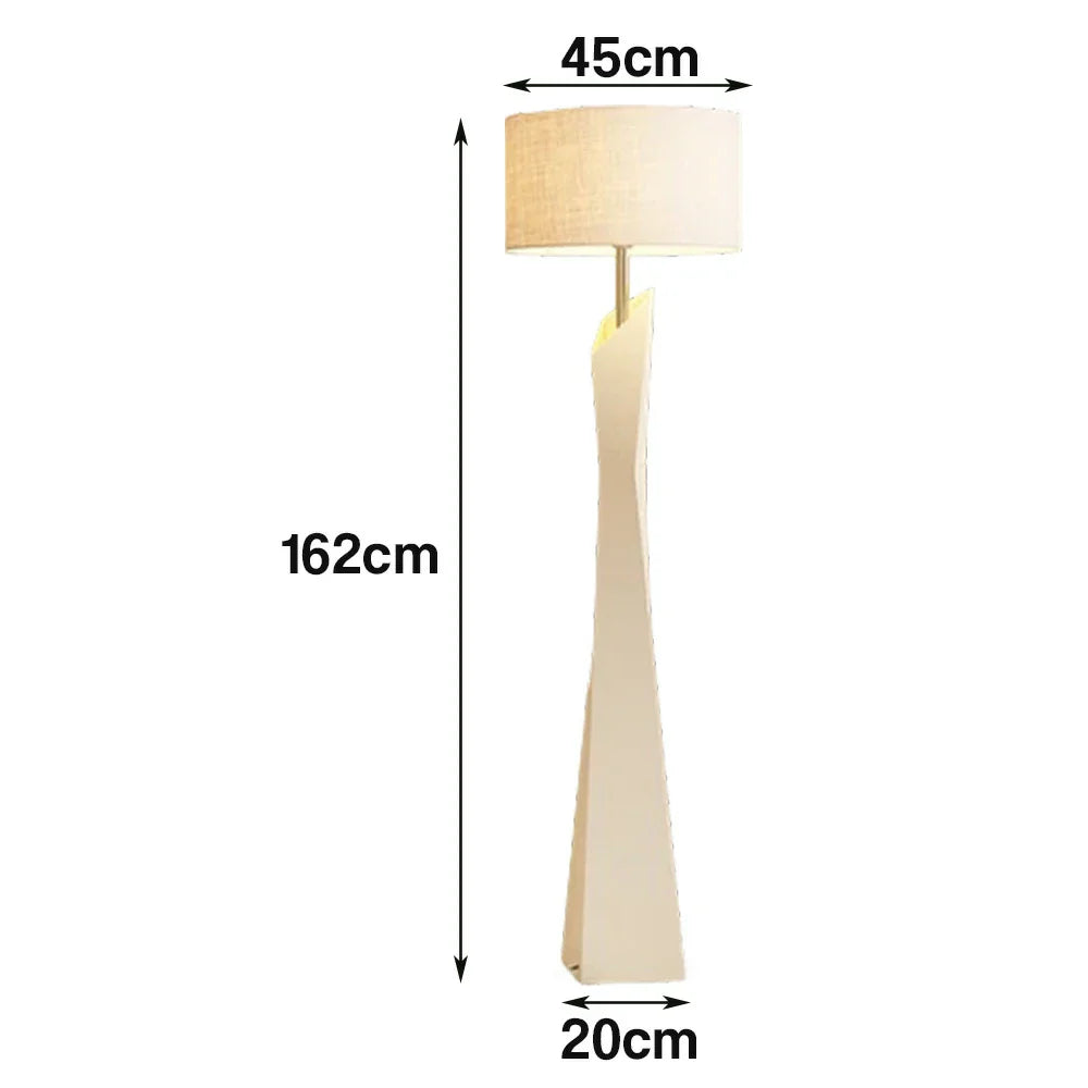 LIVARA Modern Floor Lamp - Soft Ambient Light, Elegant Style, Cylindrical Linen Shade with Resin Frame - White