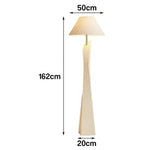 LIVARA Modern Floor Lamp - Soft Ambient Light, Elegant Style, Hat-Style Linen Shade with Resin Frame - White