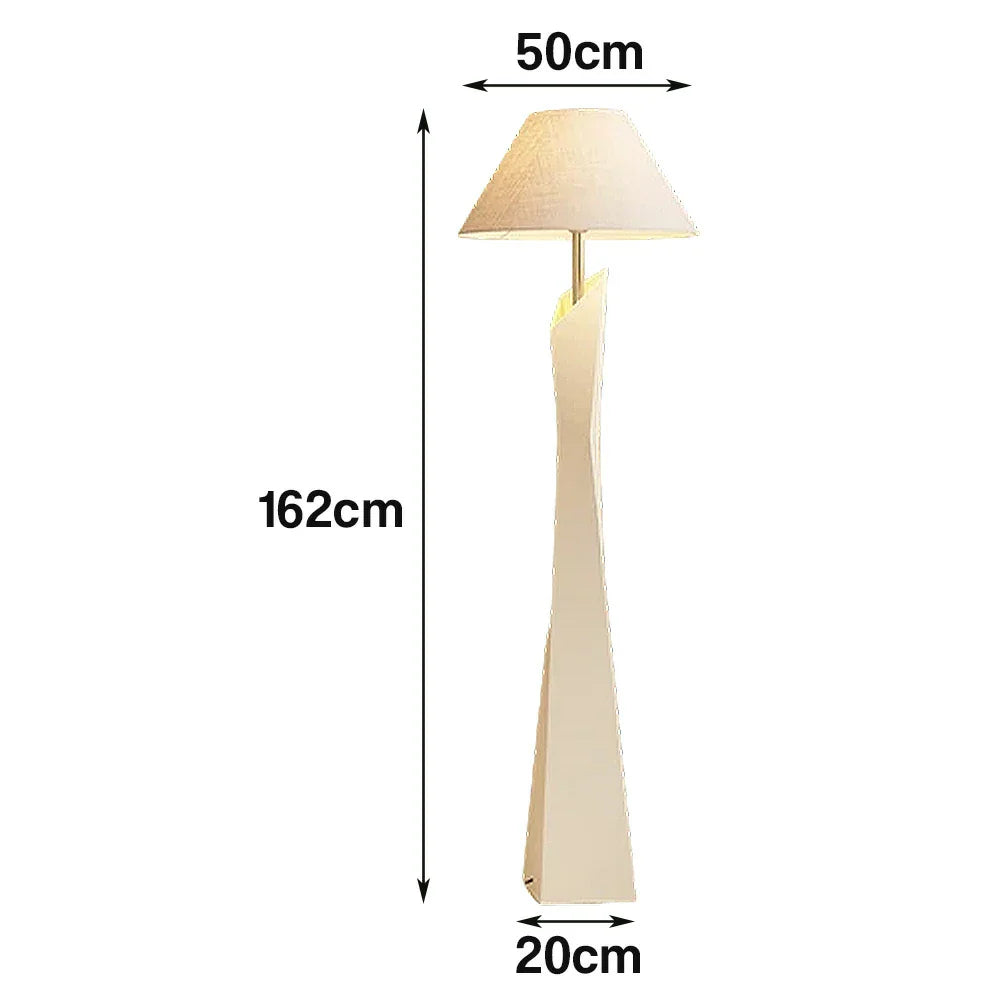 LIVARA Modern Floor Lamp - Soft Ambient Light, Elegant Style, Hat-Style Linen Shade with Resin Frame - White