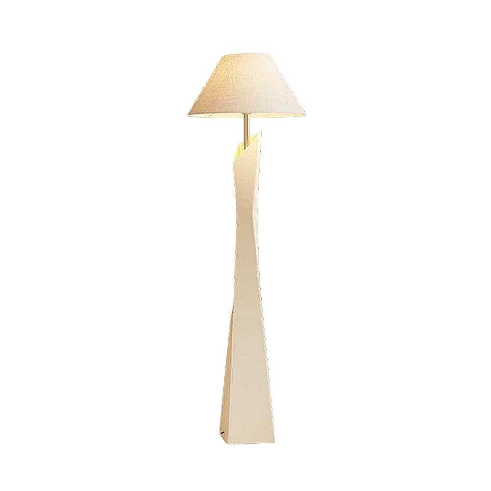 LIVARA Modern Floor Lamp - Soft Ambient Light, Elegant Style, Hat-Style Linen Shade with Resin Frame - White