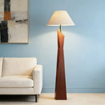LIVARA Modern Floor Lamp - Soft Ambient Light, Elegant Style, Hat-Style Linen Shade with Resin Frame - Walnut