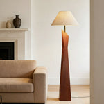 LIVARA Modern Floor Lamp - Soft Ambient Light, Elegant Style, Hat-Style Linen Shade with Resin Frame - Walnut