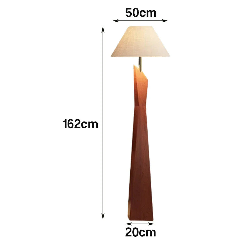 LIVARA Modern Floor Lamp - Soft Ambient Light, Elegant Style, Hat-Style Linen Shade with Resin Frame - Walnut