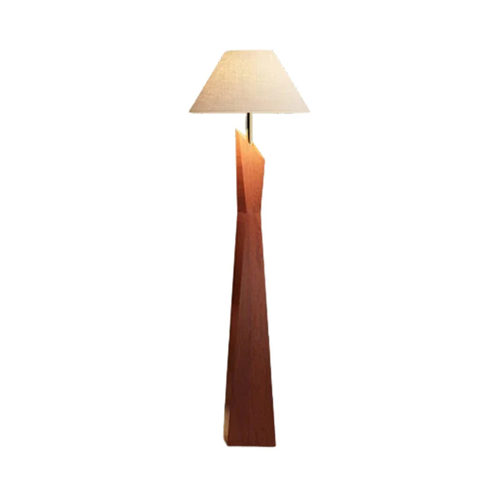 LIVARA Modern Floor Lamp - Soft Ambient Light, Elegant Style, Hat-Style Linen Shade with Resin Frame - Walnut
