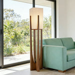 LIVARA Floor Lamp 52/82/145cm - Soft Lighting, Premium Design, Cotton-Linen Shade, Ash Wood Body with Brass Hardware - Walnut