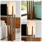 LIVARA Floor Lamp 52/82/145cm - Soft Lighting, Premium Design, Cotton-Linen Shade, Ash Wood Body with Brass Hardware - Walnut