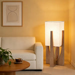 LIVARA Floor Lamp 52/82/145cm - Soft Lighting, Premium Design, Cotton-Linen Shade, Ash Wood Body with Brass Hardware - Walnut