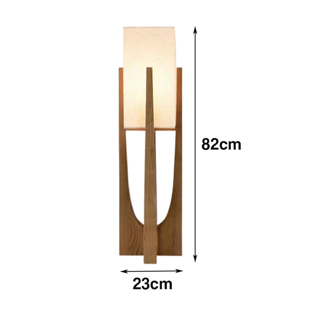 LIVARA Floor Lamp 52/82/145cm - Soft Lighting, Premium Design, Cotton-Linen Shade, Ash Wood Body with Brass Hardware - Walnut