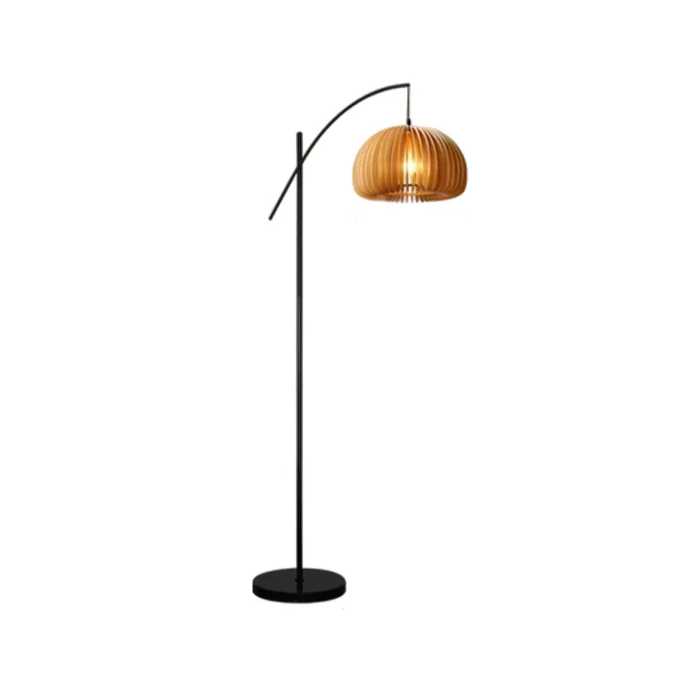 LIVARA Floor Lamp - Soft Ambient Lighting, Premium Design, Pumpkin-Style Shade with Metal & Marble Base - Black