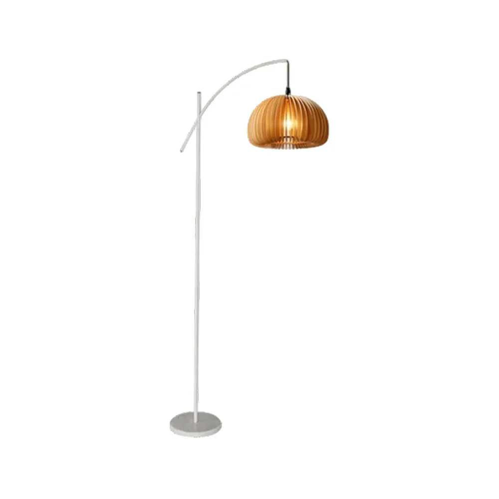 LIVARA Floor Lamp - Soft Ambient Lighting, Premium Design, Pumpkin-Style Shade with Metal & Marble Base - White