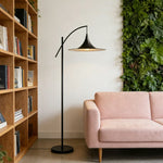 LIVARA Floor Lamp - Soft Ambient Lighting, Premium Design, UFO-Style Shade with Metal & Marble Base - Black