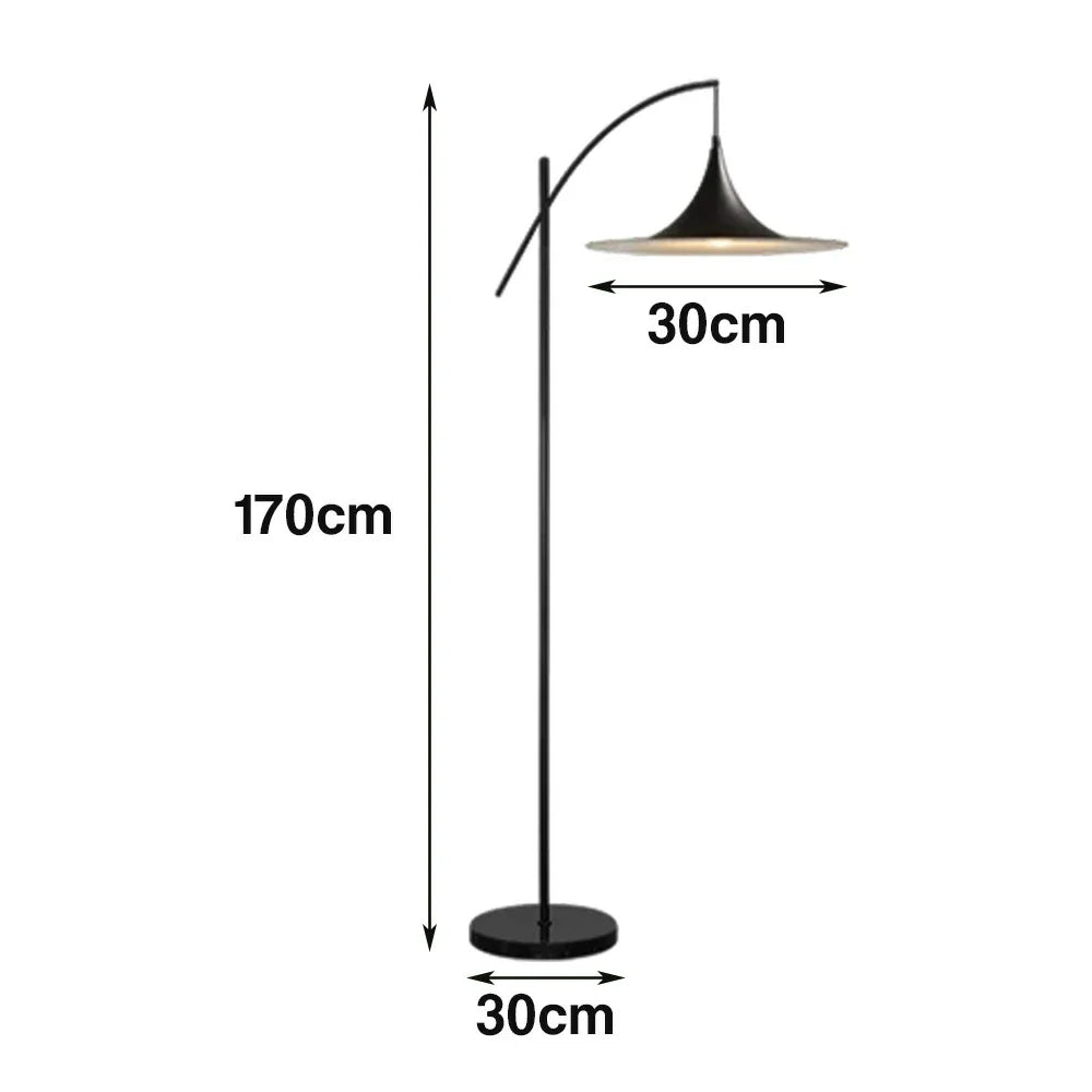 LIVARA Floor Lamp - Soft Ambient Lighting, Premium Design, UFO-Style Shade with Metal & Marble Base - Black