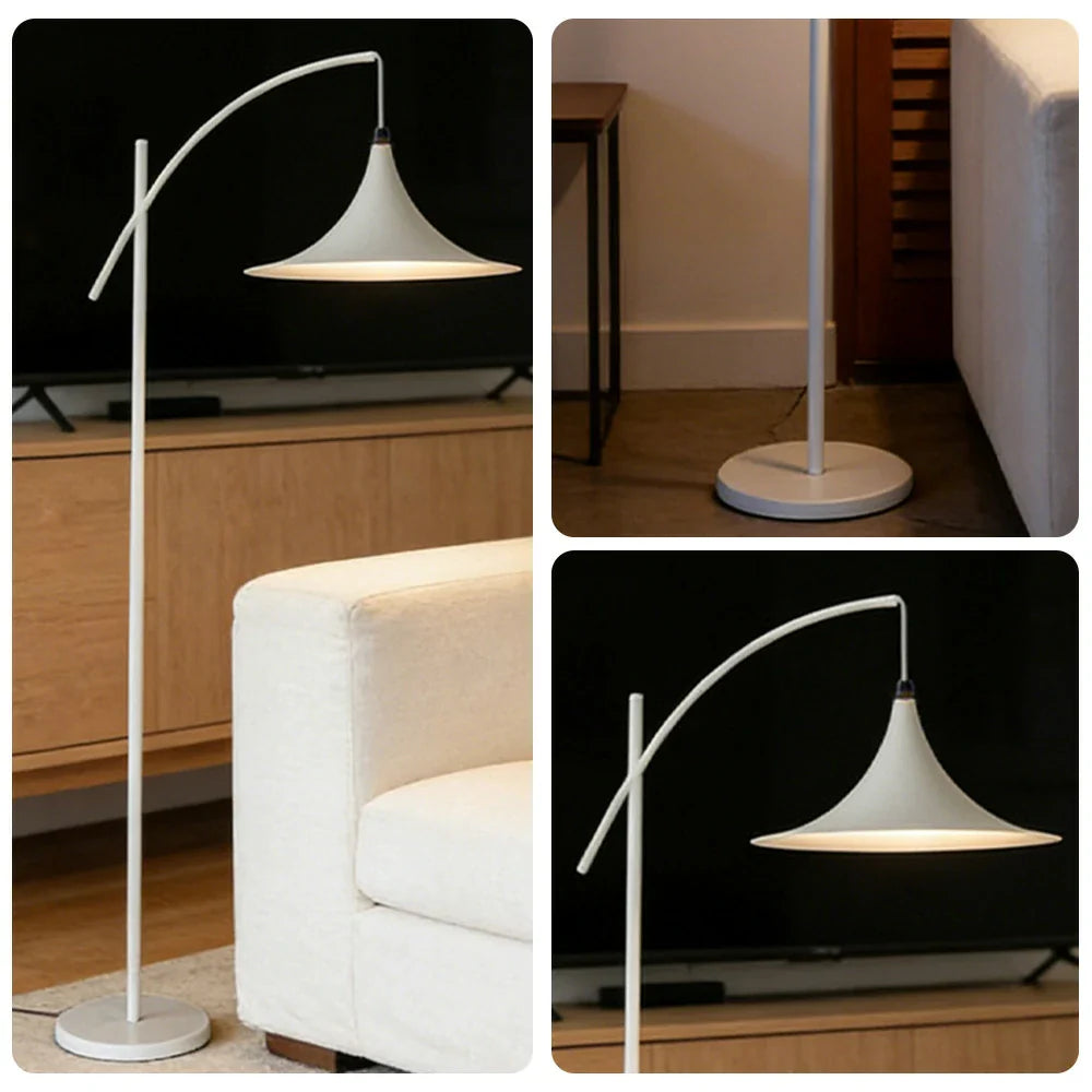 LIVARA Floor Lamp - Soft Ambient Lighting, Premium Design, UFO-Style Shade with Metal & Marble Base - White