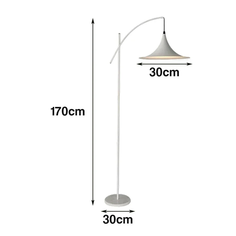 LIVARA Floor Lamp - Soft Ambient Lighting, Premium Design, UFO-Style Shade with Metal & Marble Base - White