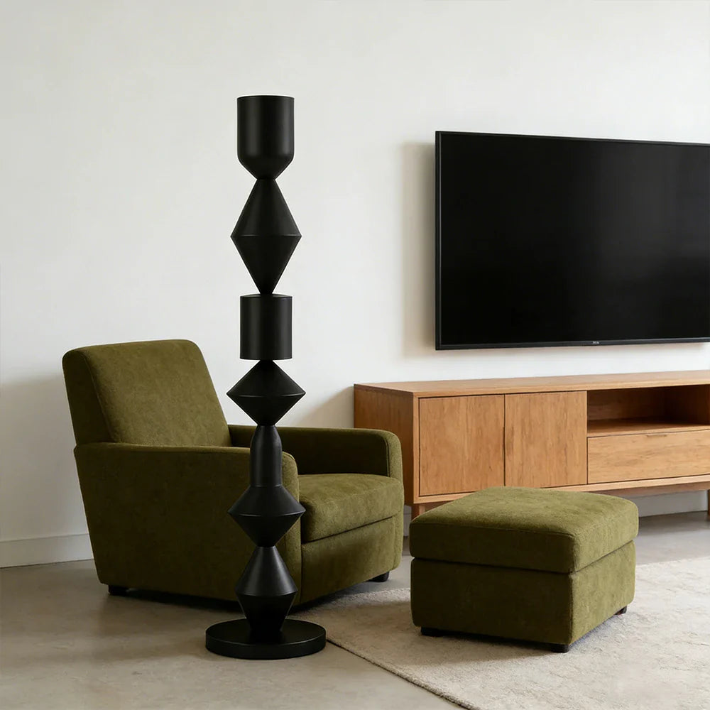 LIVARA Floor Lamp - Modern Style, Sleek Metal Body, E27 Bulb Design with Rounded Stable Base - Black
