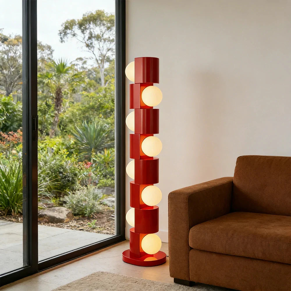 LIVARA Floor Lamp - Easy-Change E27 Bulb, Corrosion-Resistant Metal Body with Stable Base - Red