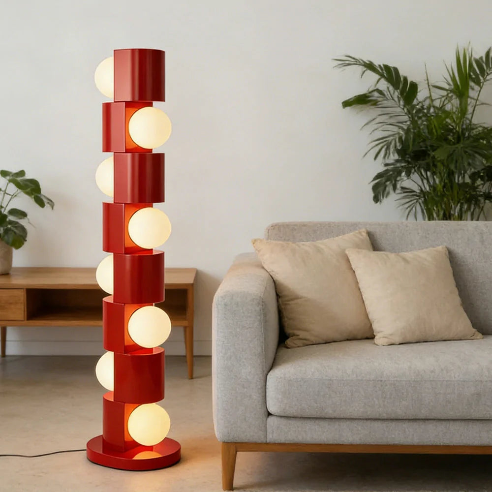 LIVARA Floor Lamp - Easy-Change E27 Bulb, Corrosion-Resistant Metal Body with Stable Base - Red