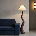 LIVARA Floor Lamp - Soft Lighting, Adjustable Shade, Pleated Design with Fabric & Resin Build - Walnut